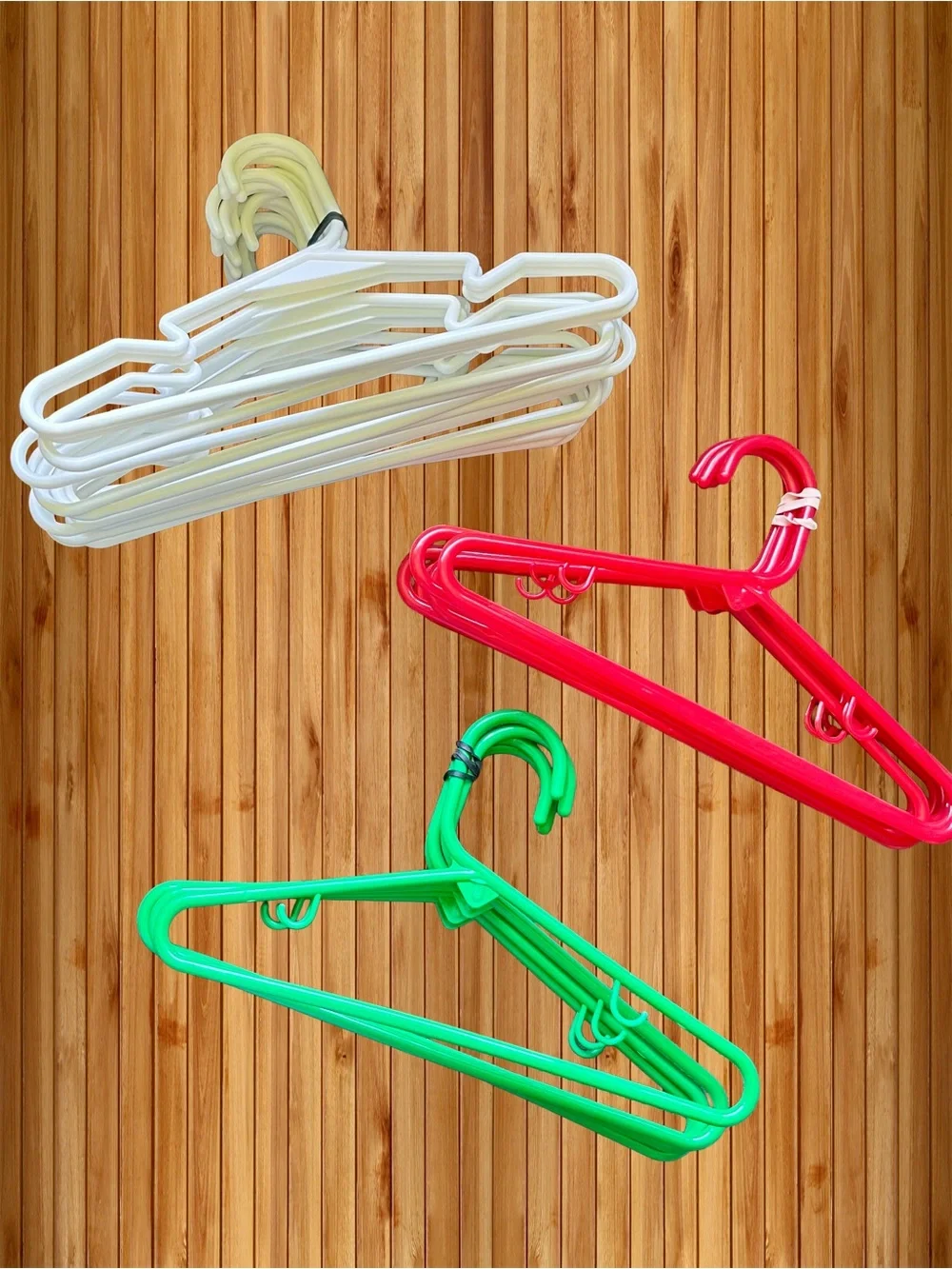 Set of Colorful Plastic Hangers - White, Red, Green (26) Baby & Children Size